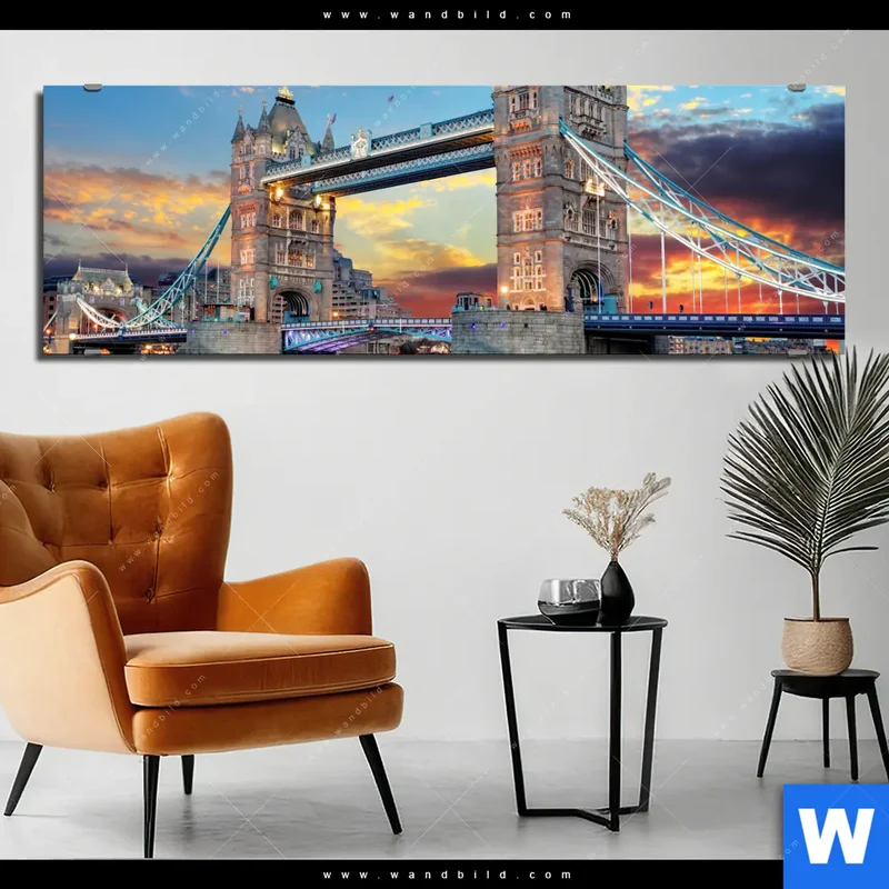 Alu-Dibond Bild | Tower Bridge im Abendglanz | Panorama