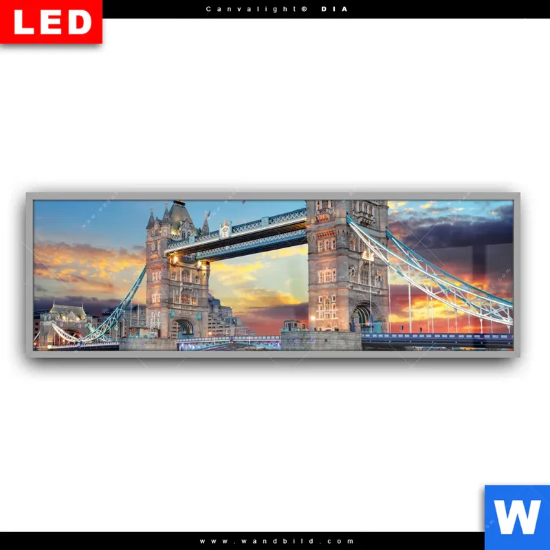 Leuchtbild Acrylglas Canvalight® DIA | Tower Bridge im Abendglanz | Panorama