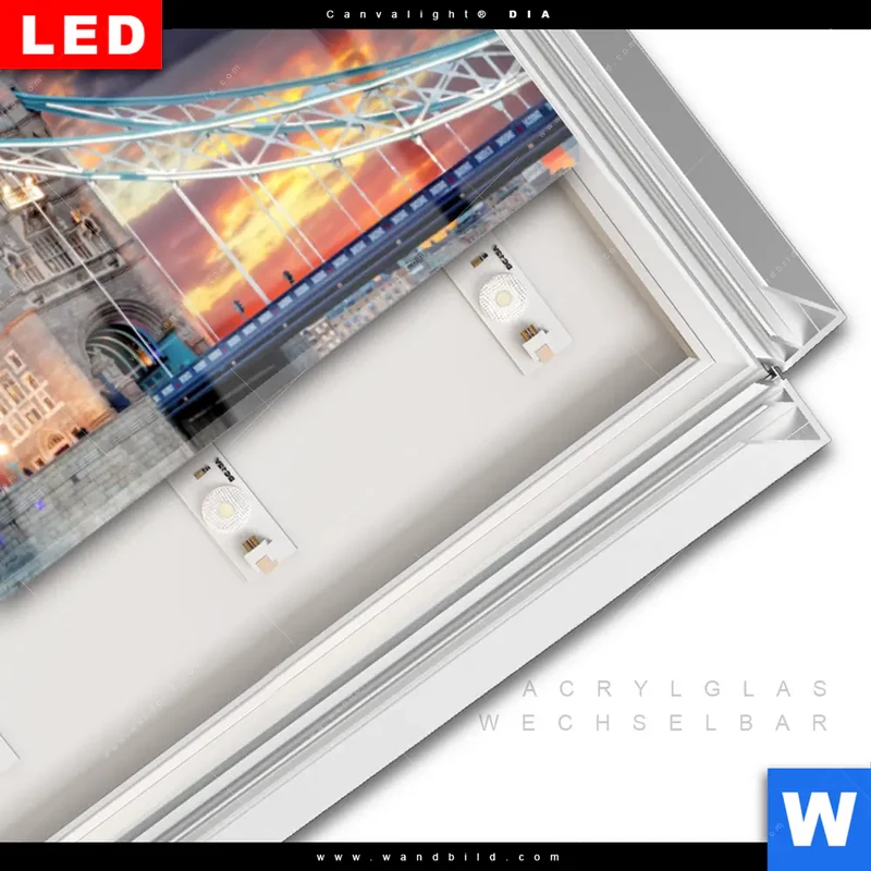 Leuchtbild Acrylglas Canvalight® DIA | Tower Bridge im Abendglanz | Panorama