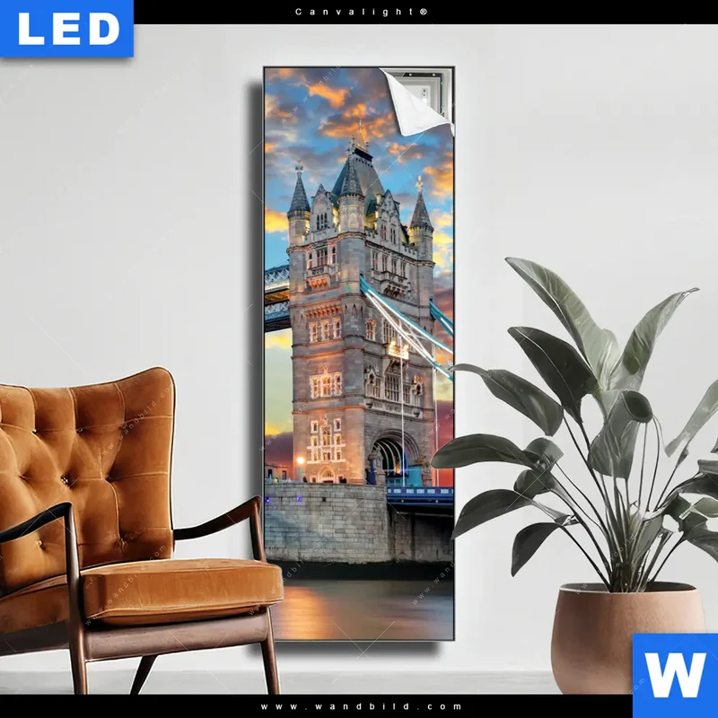 Canvalight® Leuchtbild | Tower Bridge im Abendglanz | Schmal