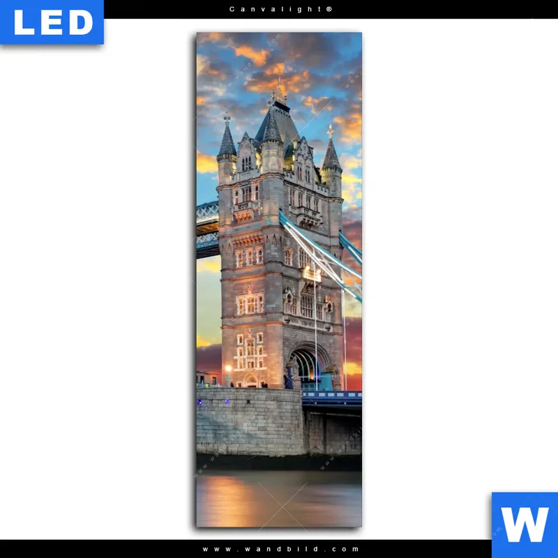 Canvalight® Leuchtbild | Tower Bridge im Abendglanz | Schmal