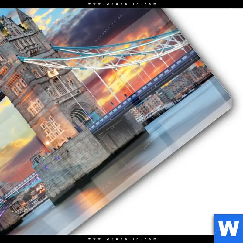 Acrylglasbild | Tower Bridge im Abendglanz | Querformat