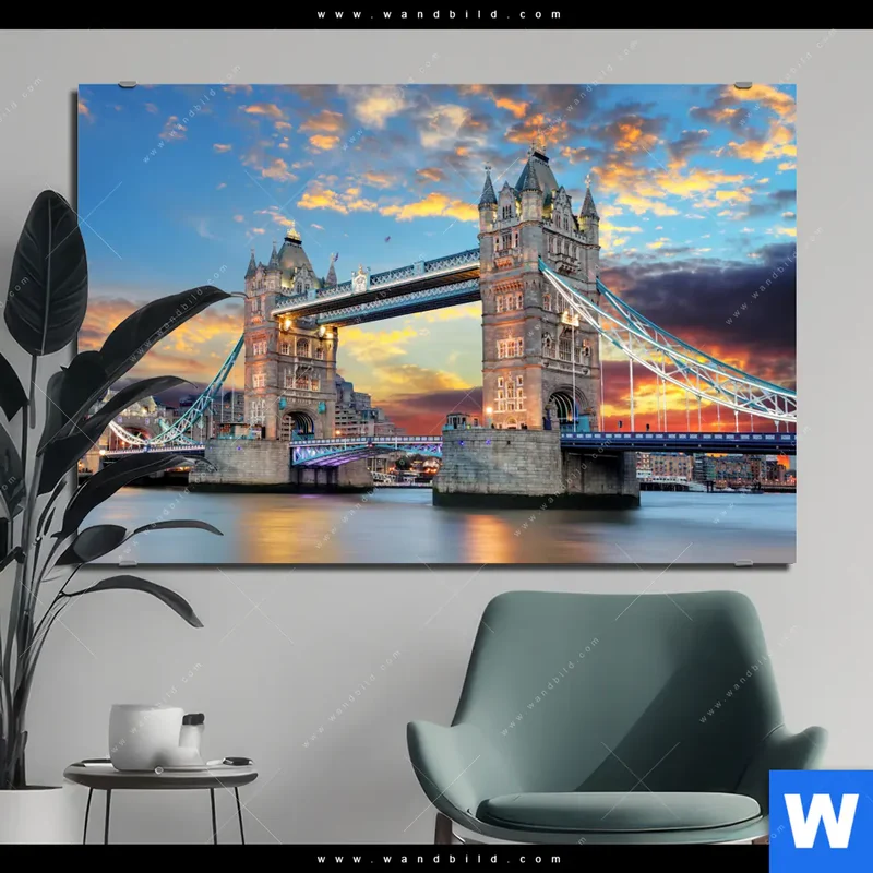Alu-Dibond Bild | Tower Bridge im Abendglanz | Querformat
