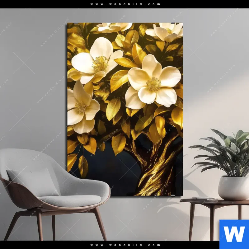 Alu-Dibond Bild | Blütenbaum im Luxusdesign | Hochformat