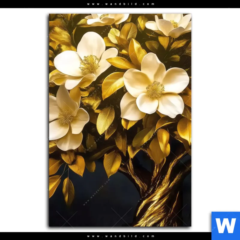 Alu-Dibond Bild | Blütenbaum im Luxusdesign | Hochformat