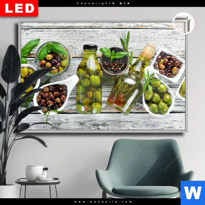 Leuchtbild Acrylglas Canvalight® DIA | Mediterrane Olivenvielfalt | Querformat
