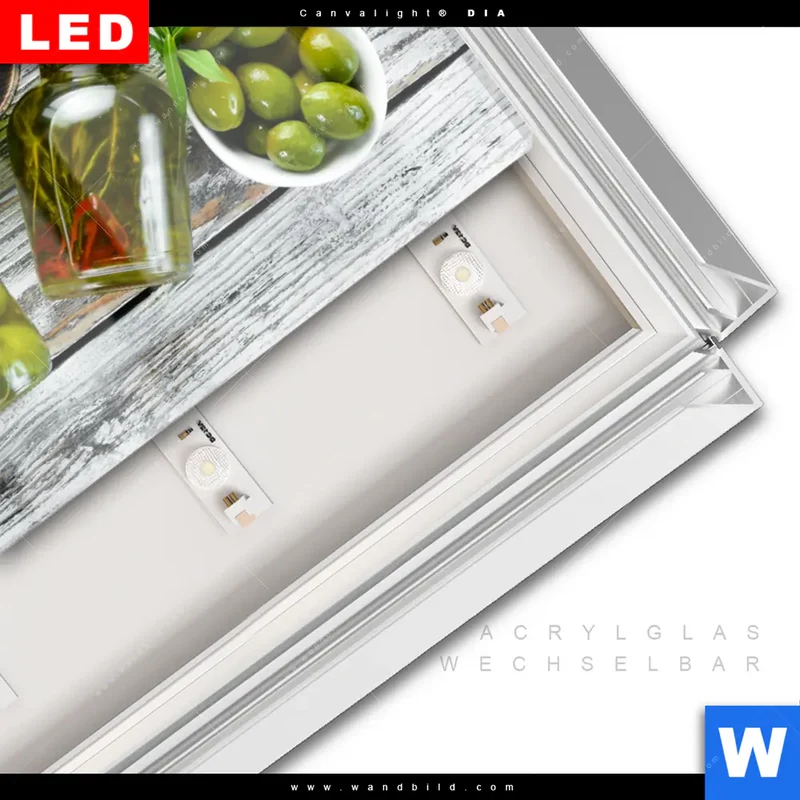 Leuchtbild Acrylglas Canvalight® DIA | Mediterrane Olivenvielfalt | Hochformat