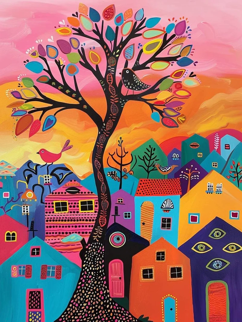 Whimsical Town Tree