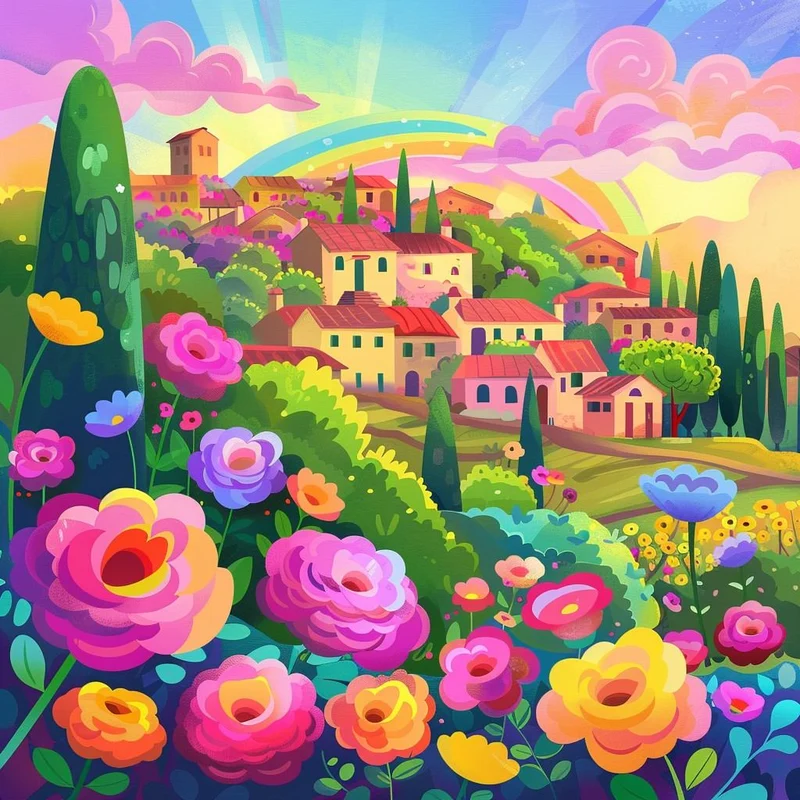 Vibrant Tuscan Village