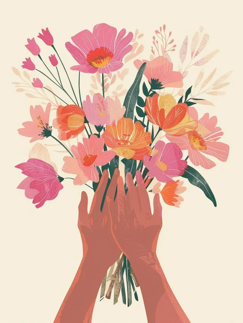 Boho Floral Bouquet in Hands