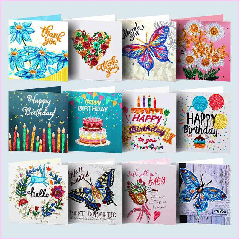 Diamond Art Greeting Cards - Set of 12