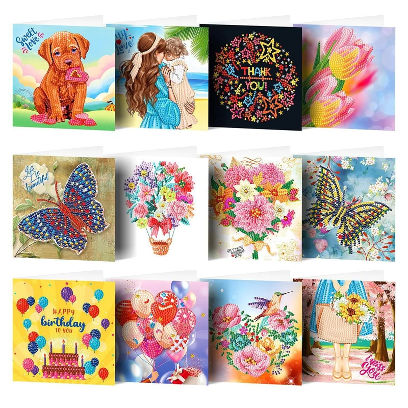 Diamond Art Greeting Cards - Set of 12