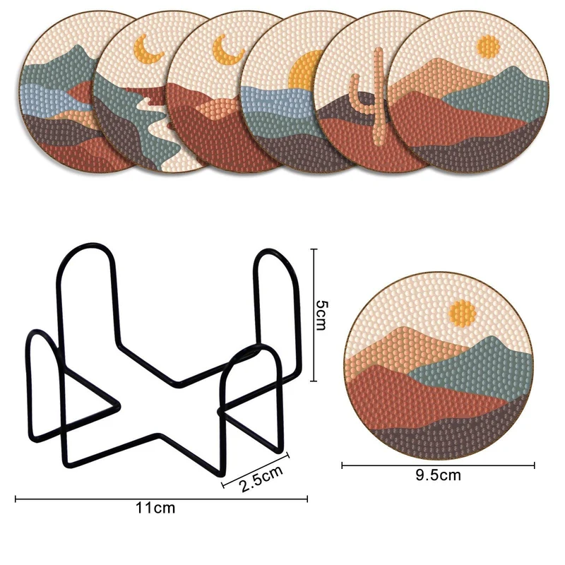 Diamond Art Wood Cup Coasters
