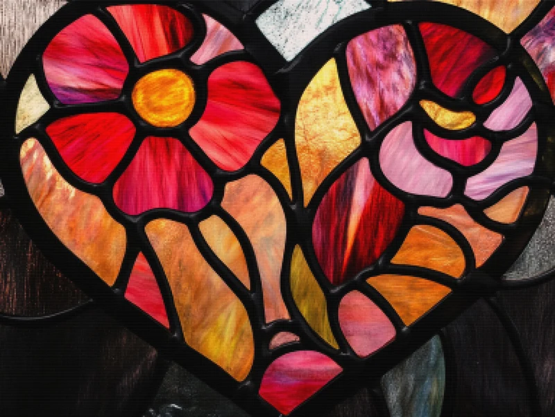 Stained Glass Valentine Bloom