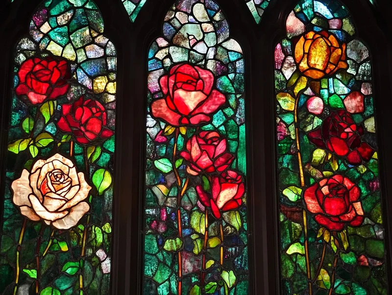 Garden Rose Cathedral Window