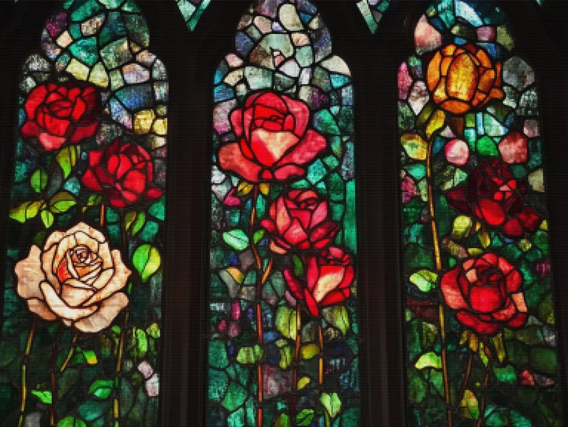 Garden Rose Cathedral Window