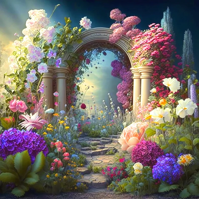 Pillar Arches With Flowers Diamond Art Kit