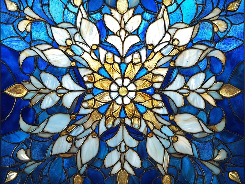 Sunbeam Snowflake Stained Glass Mandala