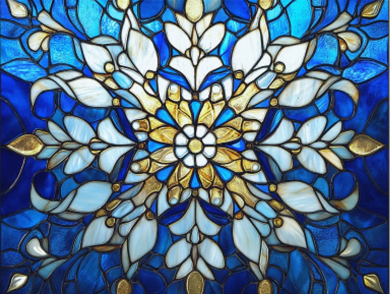 Sunbeam Snowflake Stained Glass Mandala