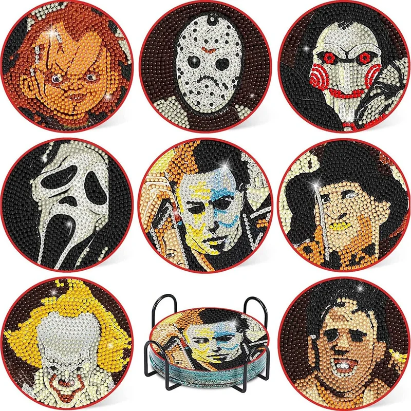 Halloween Monsters DIY Diamond Painting Coasters