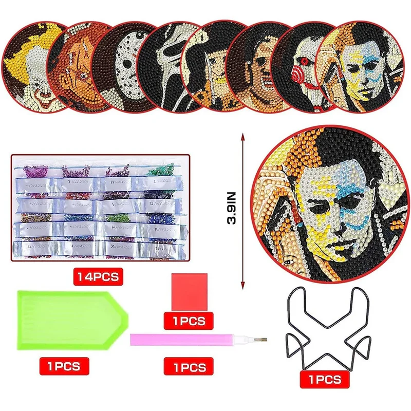 Halloween Monsters DIY Diamond Painting Coasters