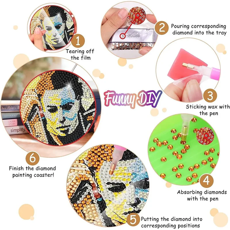 Halloween Monsters DIY Diamond Painting Coasters