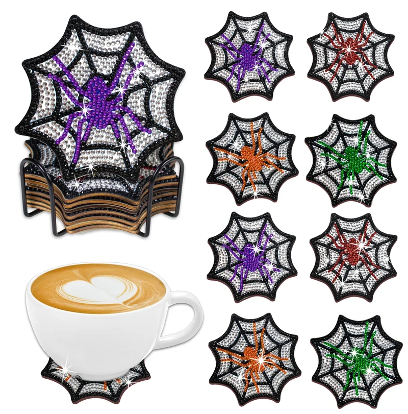 Halloween Webs DIY Diamond Painting Coasters