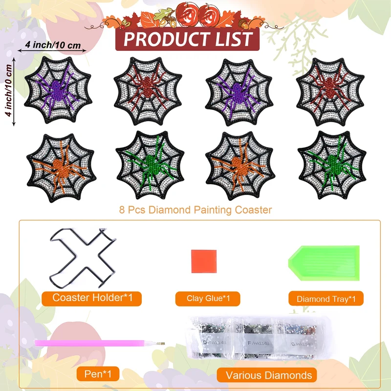 Halloween Webs DIY Diamond Painting Coasters
