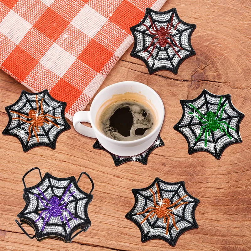 Halloween Webs DIY Diamond Painting Coasters