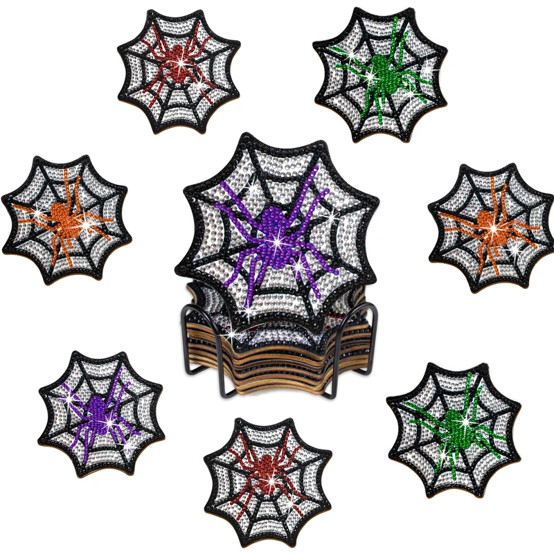Halloween Webs DIY Diamond Painting Coasters