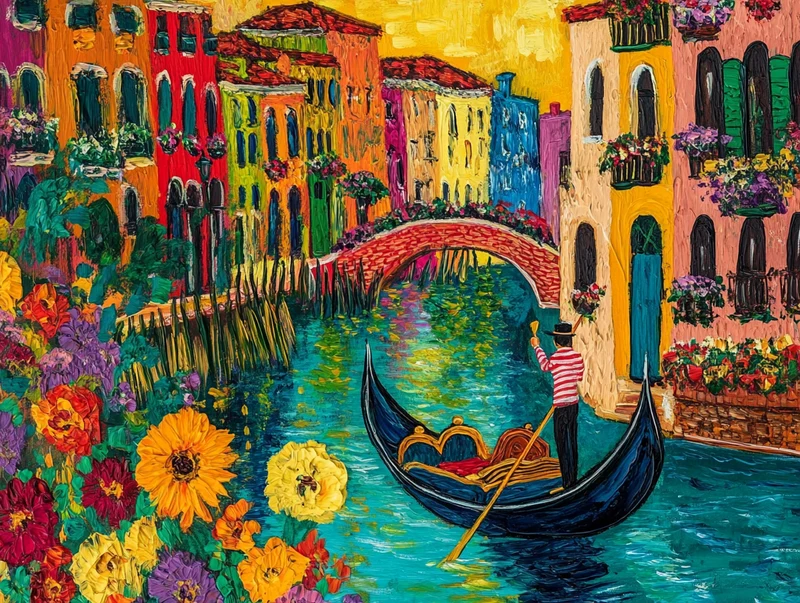 Gondola Gliding Down A Canal