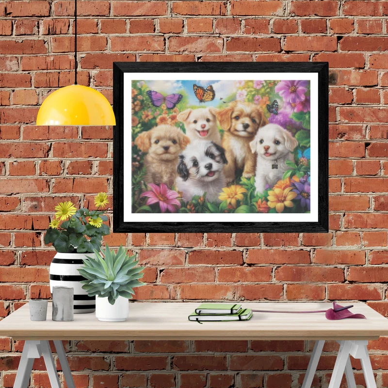 Garden of Playful Puppies