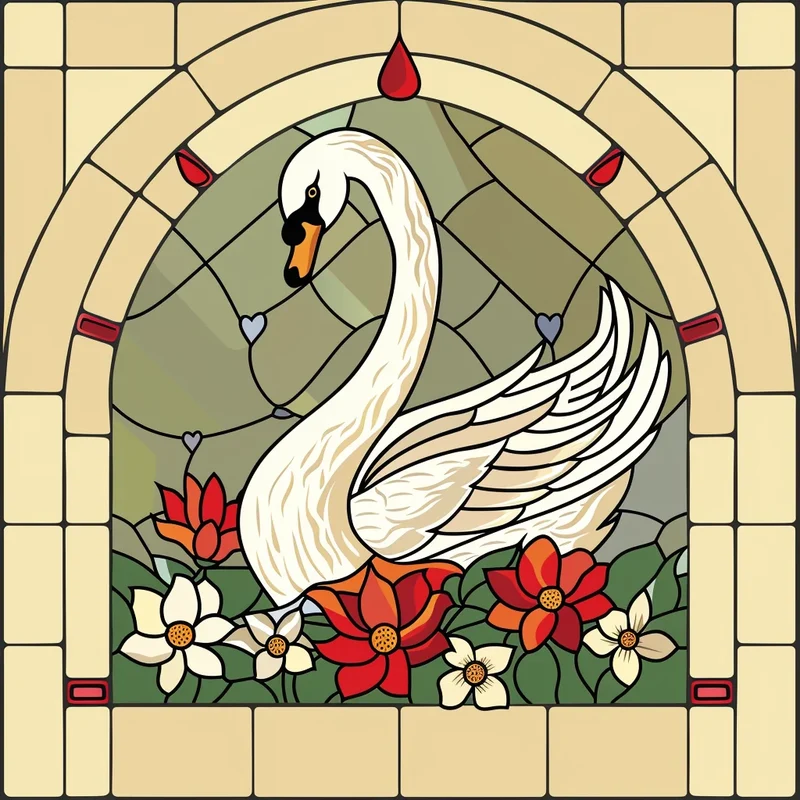 Red White Flower Abstract Swan Diamond Art Kit