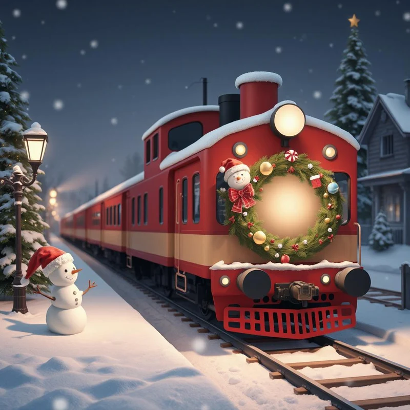 Red Train And Snowman Diamond Art Kit