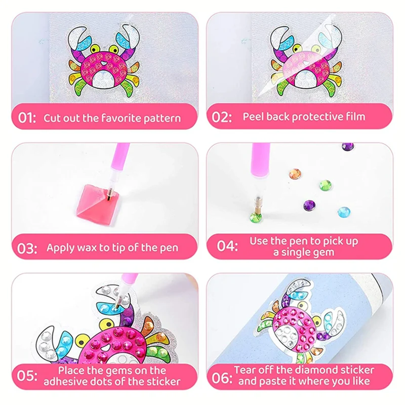 Diamond Painting Stickers For Kids (12 Pack)