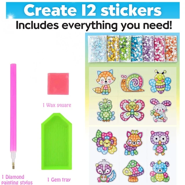 Diamond Painting Stickers For Kids (12 Pack)