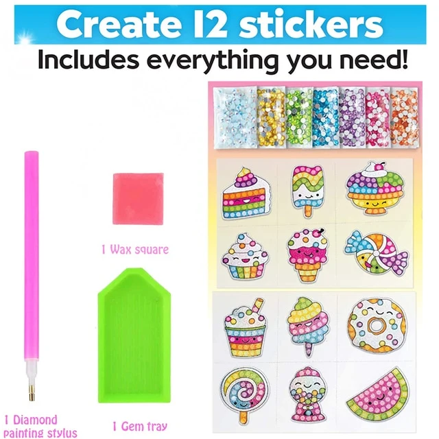 Diamond Painting Stickers For Kids (12 Pack)