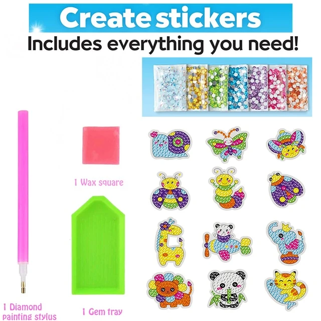 Diamond Painting Stickers For Kids (12 Pack)