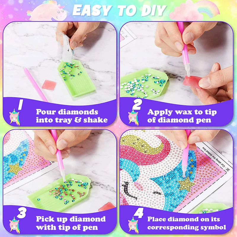 Cute White Unicorn Diamond Painting Kit For Kids
