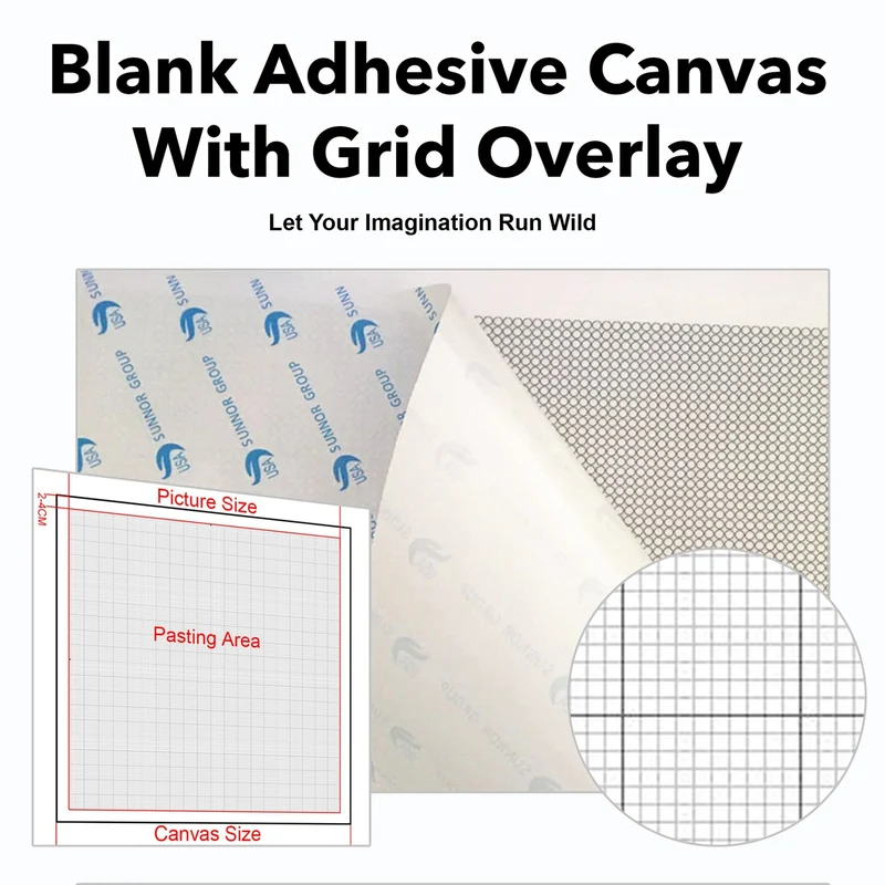 Freestyle Blank Canvas With Adhesive & Printed Grid