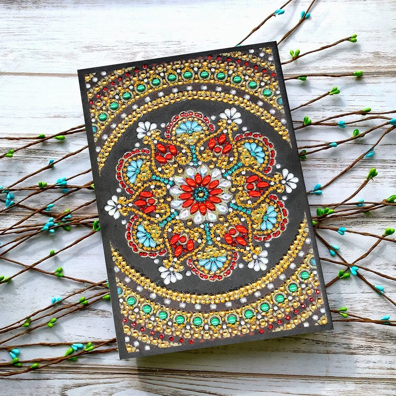 Red Floral Mandala Diamond Painting Journal