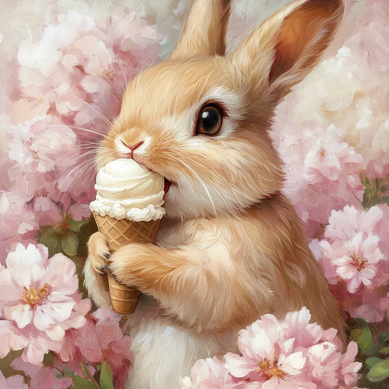 Ice Cream Cone Rabbit Diamond Art Kit